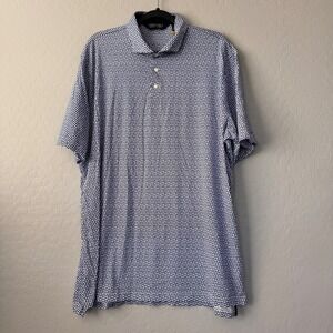 Polo Golf Ralph Lauren Polo Shirt XL Blue White Geometric Print Golfing